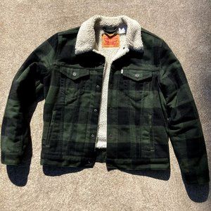 Levis Sherpa Flannel Trucker Jacket Medium
